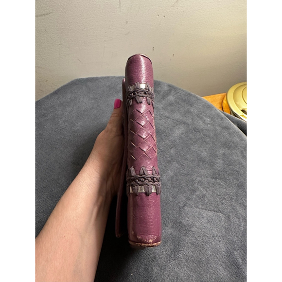 Bottega Veneta Purple Leather Long Snap Wallet w/ Woven Detail - Picture 8 of 15